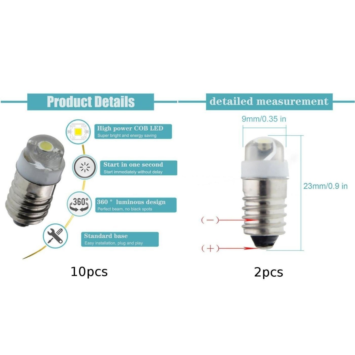 Flashlight Lamp Bulb LED Bulb Mini Lamps Small Industrial Bulbs Super Bright - Picture 11 of 15