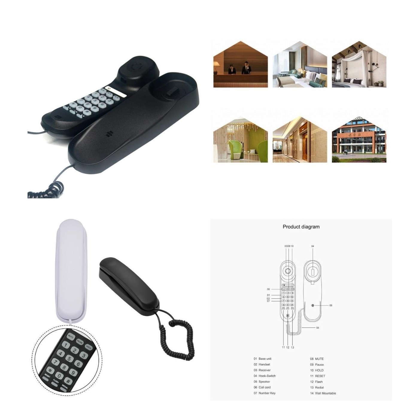 Telefono con tastiera illuminata facile da usare progettato per spazi abitativi - Zdjęcie 12 z 14