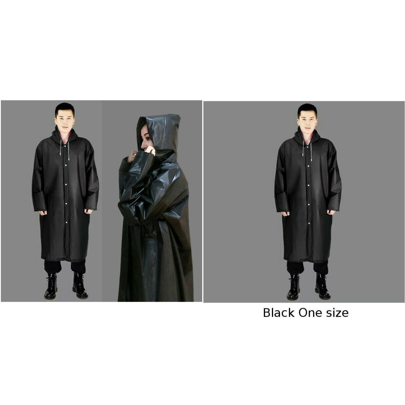 Women Men Waterproof Jacket Thick Fabric PVC Raincoat Rain Coat One Size - Picture 9 of 20