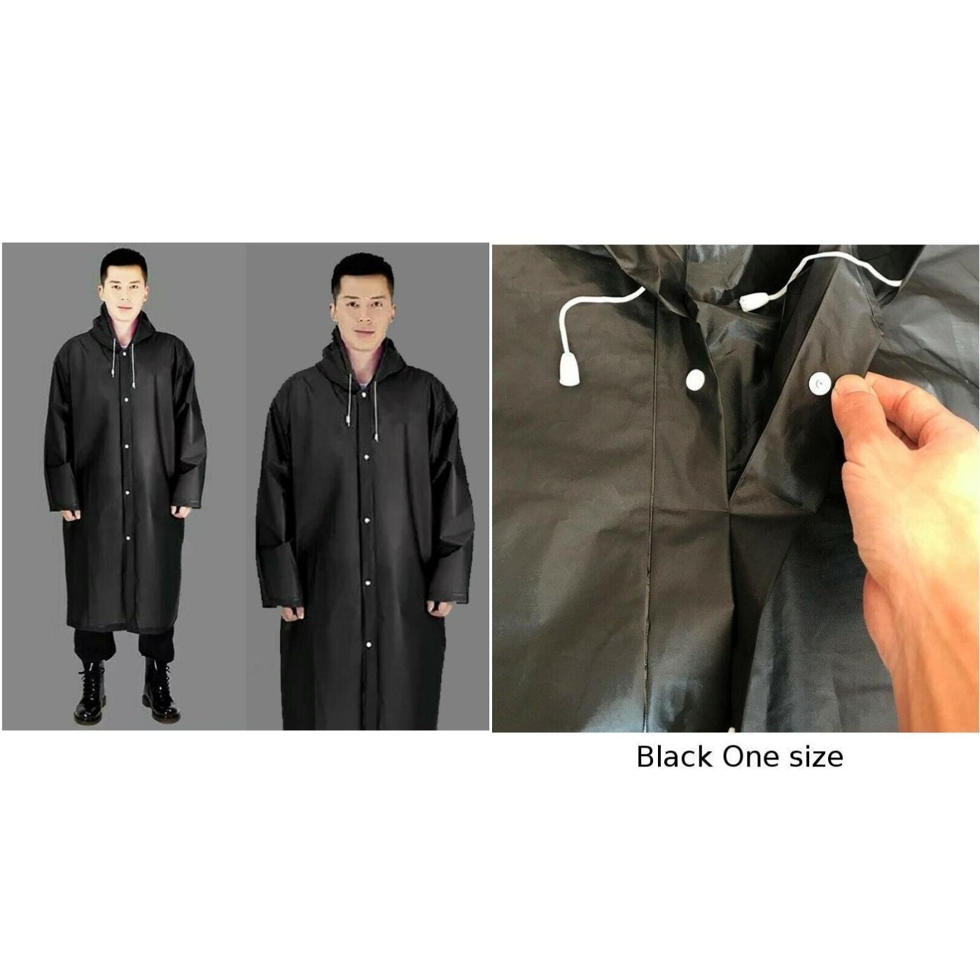 Women Men Waterproof Jacket Thick Fabric PVC Raincoat Rain Coat One Size - Picture 10 of 20