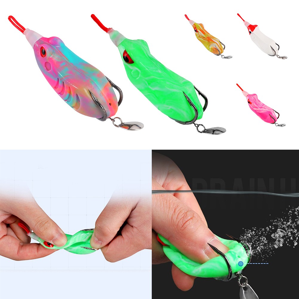 Topwater Frog Fishing Lures Kit (Pack Of 2) - Weedless Hooks, Hollow Body, For Bass & Trout