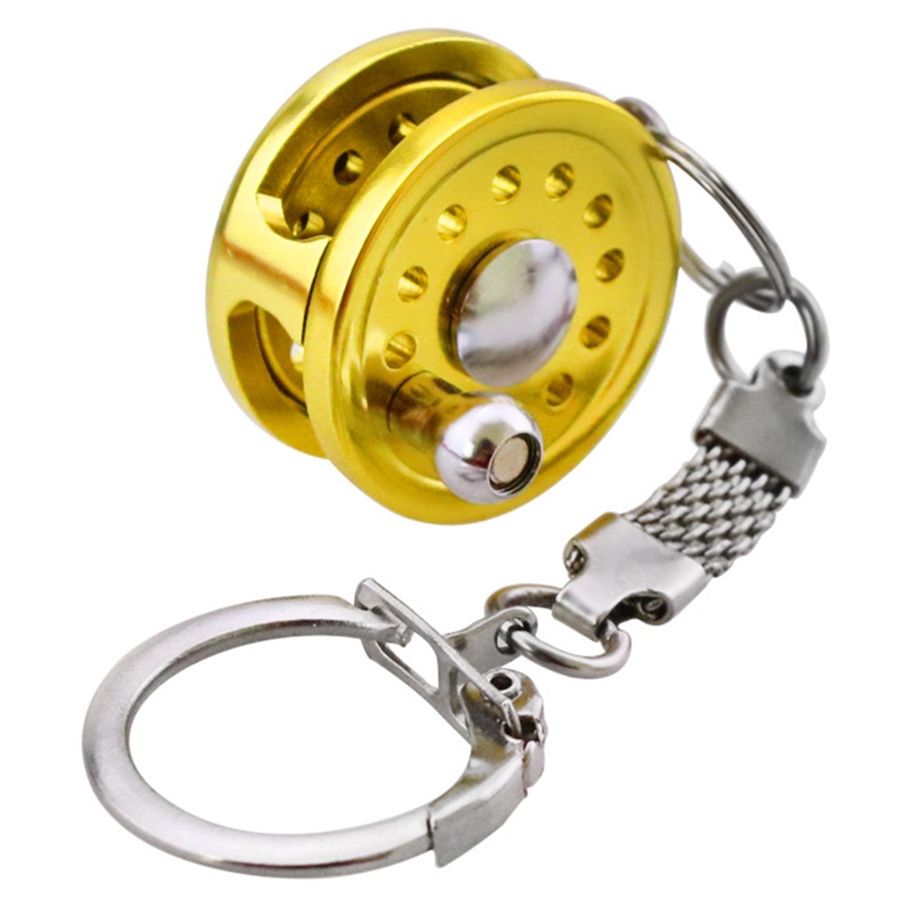 Mini Portable For Fishing Reel Keychain Compact Alloy Key Ring for