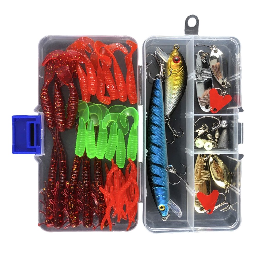 385478tlg Angelköder Set Softbait Kunst Wobbler Köder Tackle Box - Bild 20 von 20