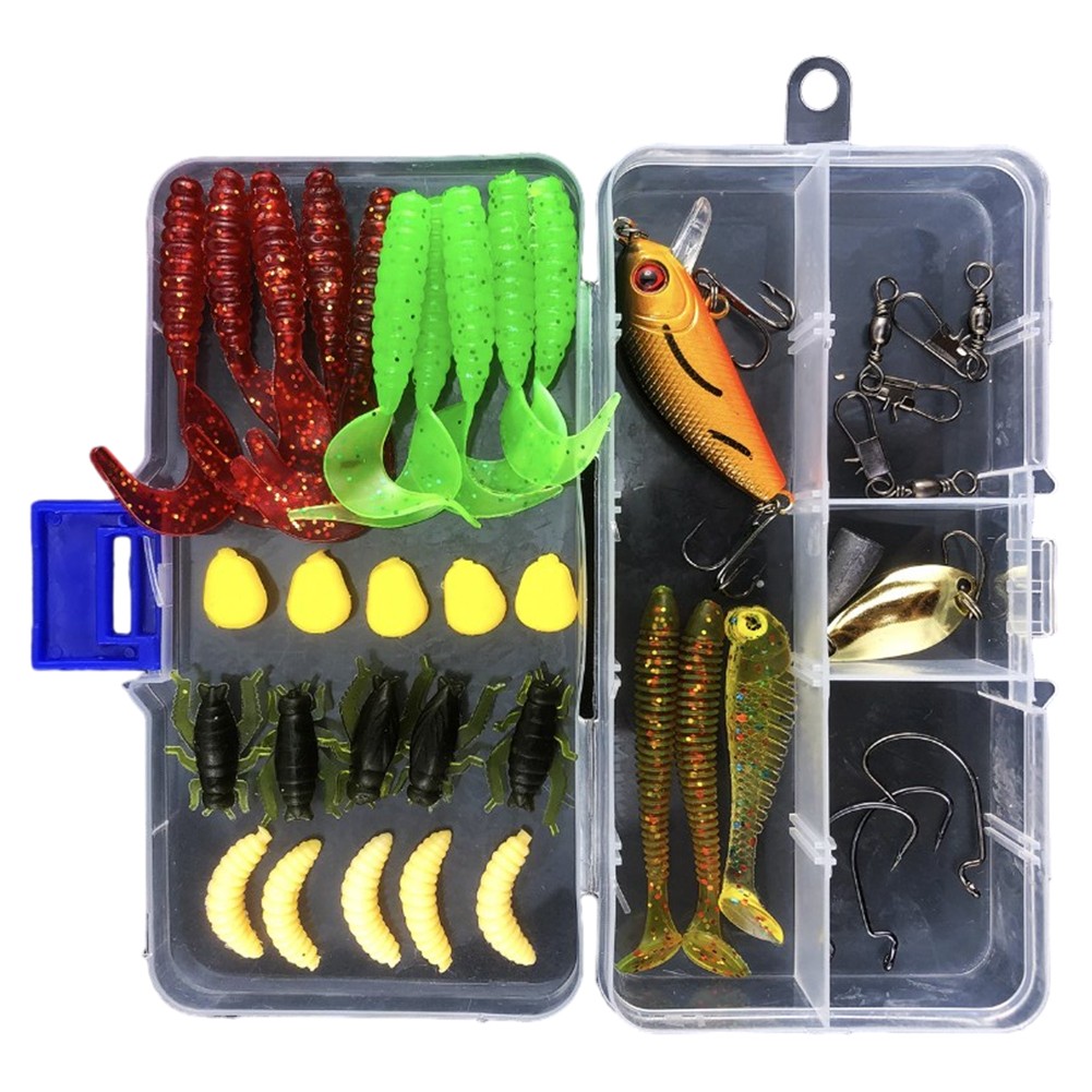 385478tlg Angelköder Set Softbait Kunst Wobbler Köder Tackle Box - Bild 14 von 20