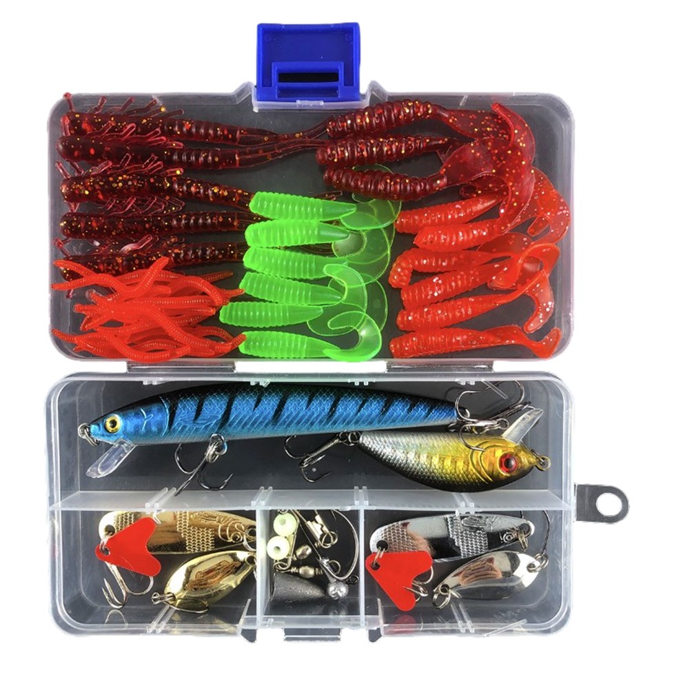 385478tlg Angelköder Set Softbait Kunst Wobbler Köder Tackle Box - Bild 19 von 20