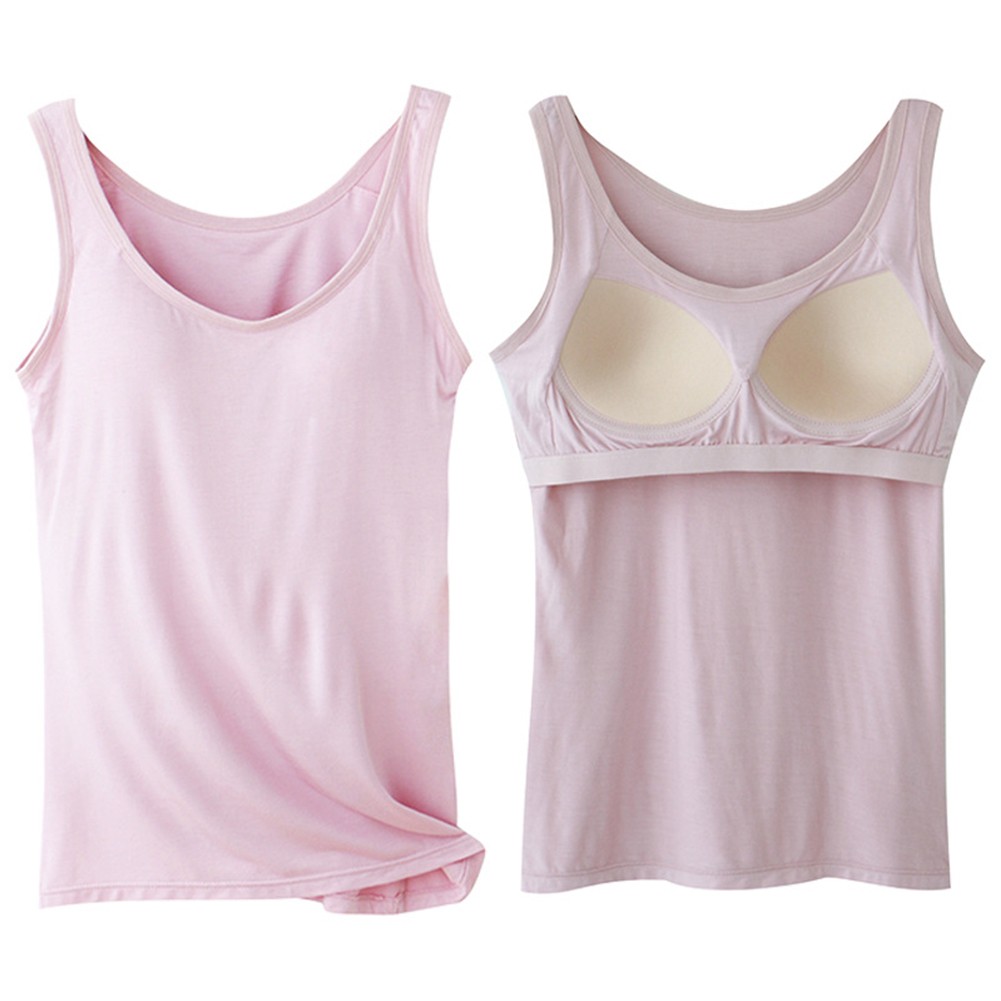 Ladies Modal Camisole with Built in Bra Padded Tank Top Soft and