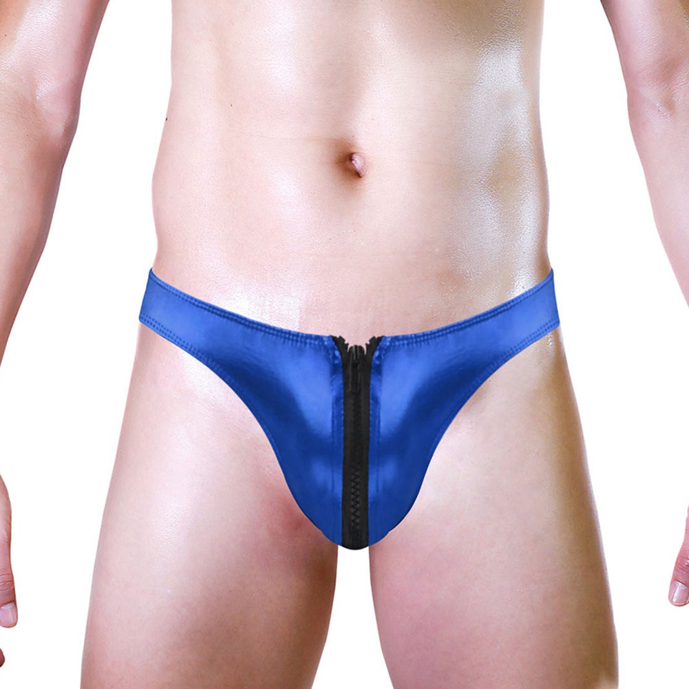 Slip confortable en cuir 2024 taille basse pour homme couleurs rouge/violet/vert/bleu