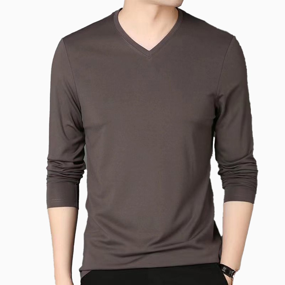 Slim Fit V Neck Long Sleeve TShirt Muscle Tee Activewear Top Dark Green Black - Picture 8 of 16
