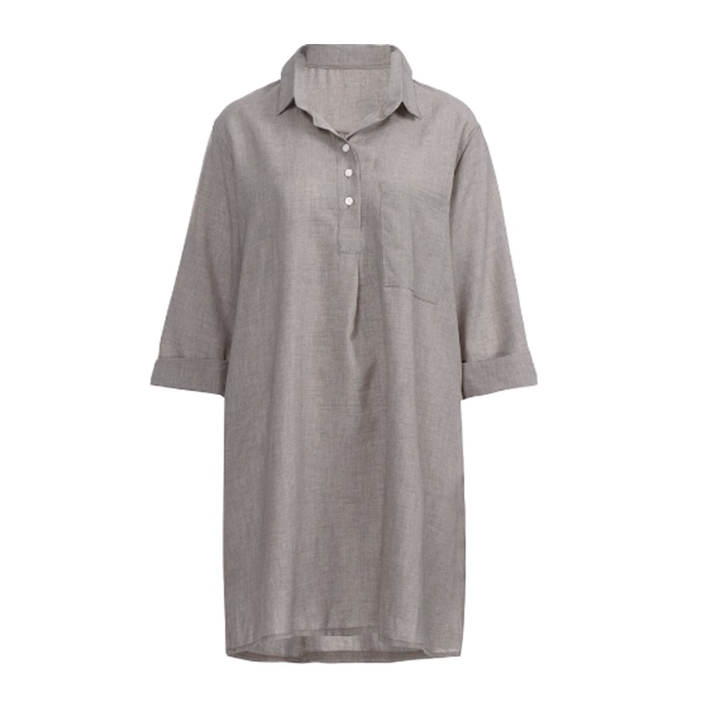Loose Fit Swing Dress Women Cotton Linen Plus Size Plain 3/4 Sleeve Shirt Dress - Picture 20 of 29