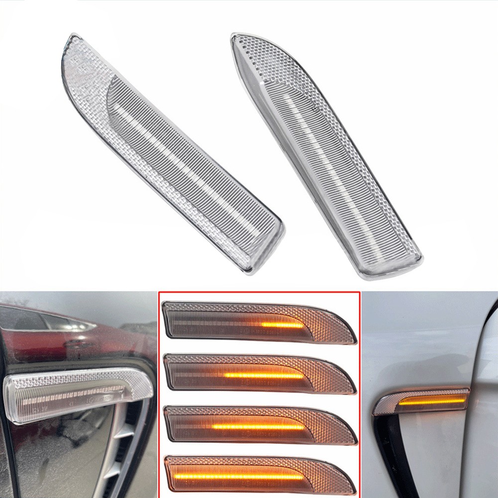 2pcs DC 12-24V LED Dynamic Side Marker Light Turn Signal Indicator Lamp Kit - Picture 10 of 13