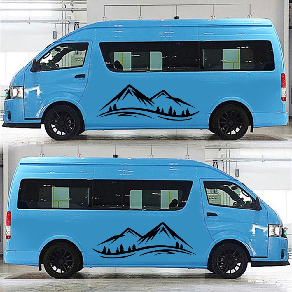 Autocollant Vinyle Grand Format Pour Camping-car – Motif étoile, Lune, Arbre – 130 X 34 Cm – Amovible Et Imperméable