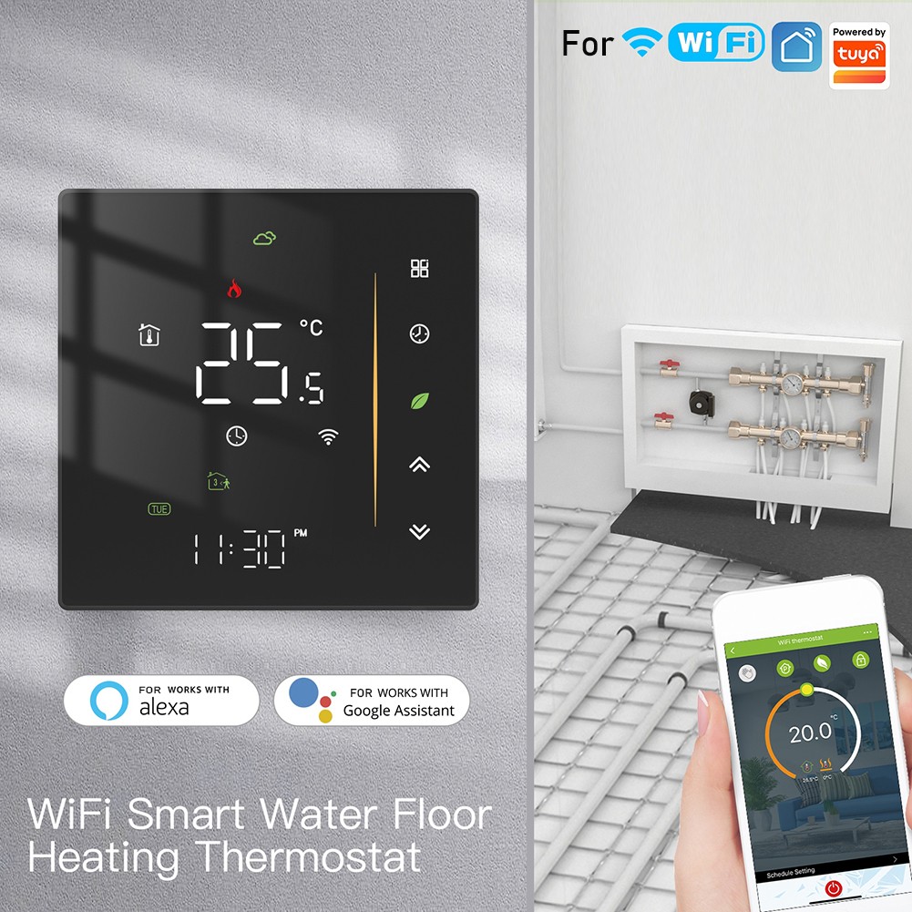 Wifi Termostato intelligente per acqua / elettrico Riscaldamento a  pavimento / acqua Caldaia a gas Temperatura Telecomando Supporto Alexa  Google