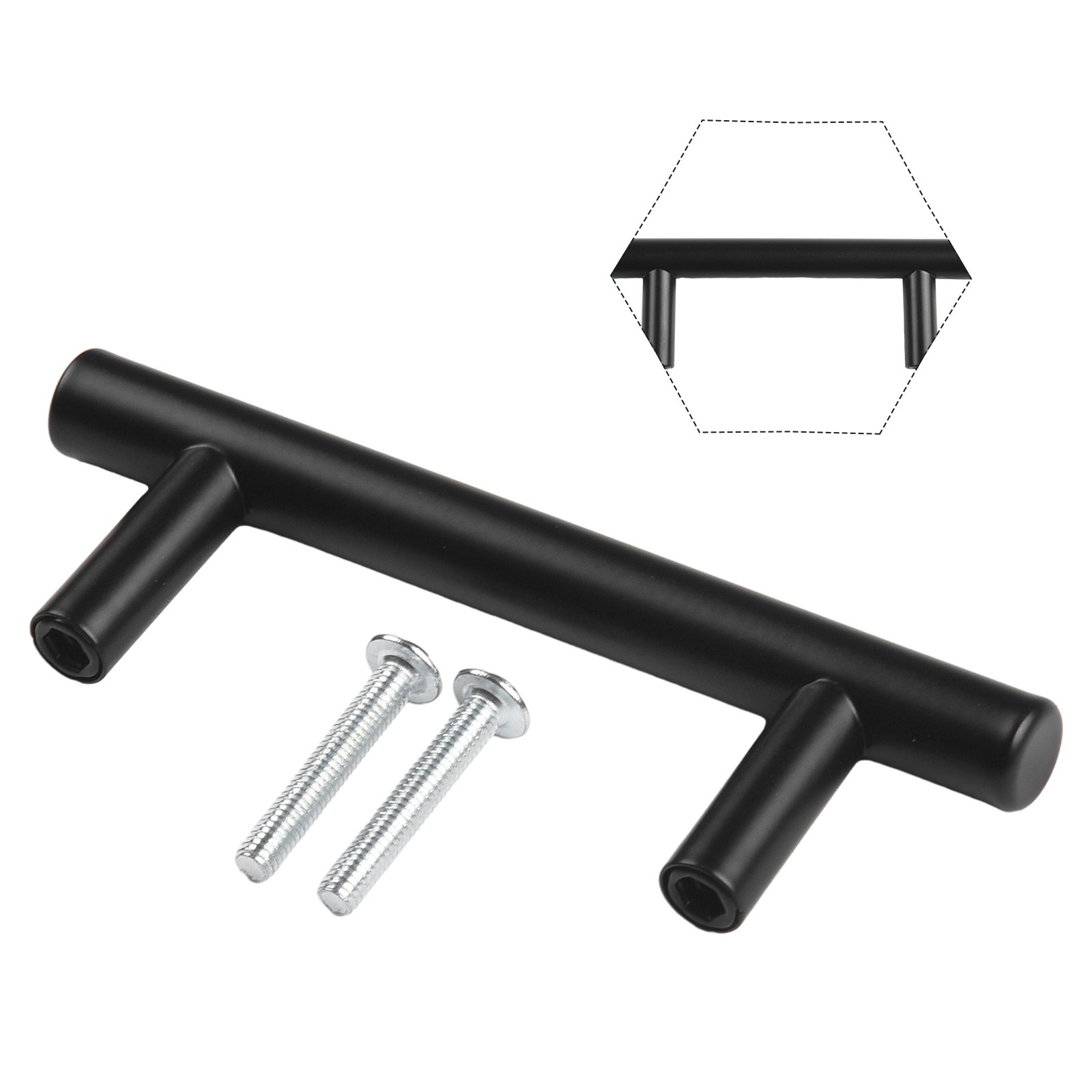 Black Stainless T Bar Kitchen Bathroom Cupboard Cabinet Drawer Door Handle Pull - Picture 34 of 54