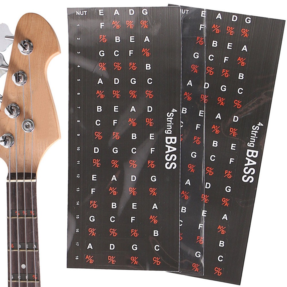 Griffbrett-Aufkleber Für Linkshänder-Bassgitarre – Schwarz, 4 Saiten, Bünde 1-18, Aus Den USA
